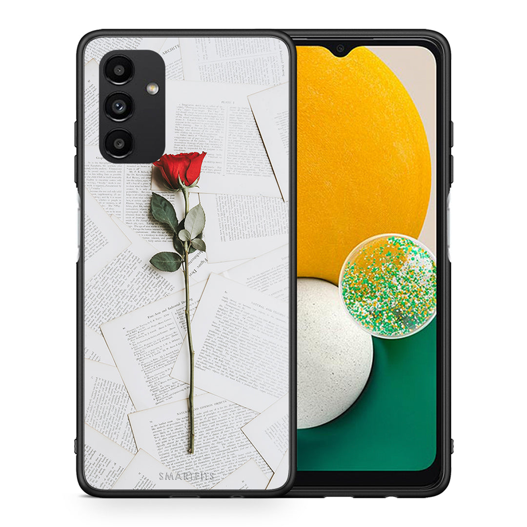 Θήκη Samsung A13 5G Red Rose από τη Smartfits με σχέδιο στο πίσω μέρος και μαύρο περίβλημα | Samsung A13 5G Red Rose case with colorful back and black bezels