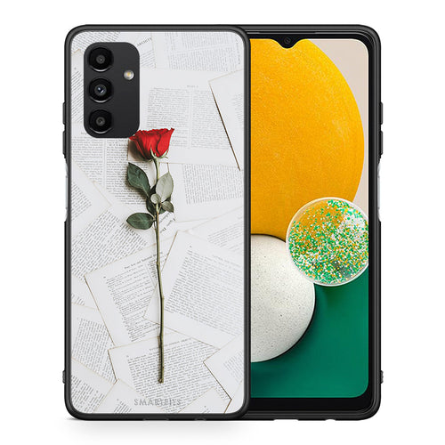 Θήκη Samsung A13 5G Red Rose από τη Smartfits με σχέδιο στο πίσω μέρος και μαύρο περίβλημα | Samsung A13 5G Red Rose case with colorful back and black bezels