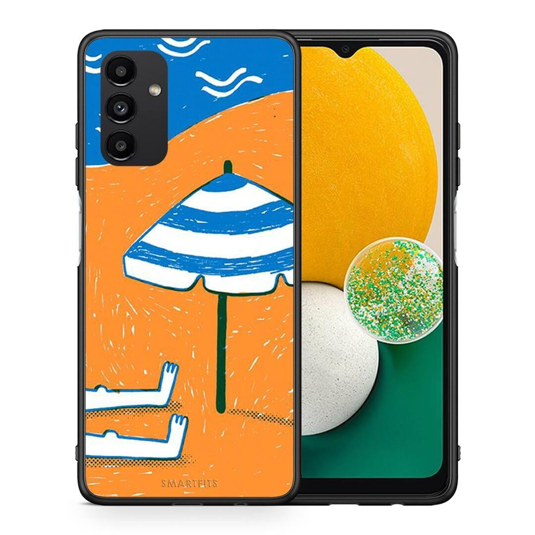 Θήκη Samsung A13 5G Summering από τη Smartfits με σχέδιο στο πίσω μέρος και μαύρο περίβλημα | Samsung A13 5G Summering case with colorful back and black bezels