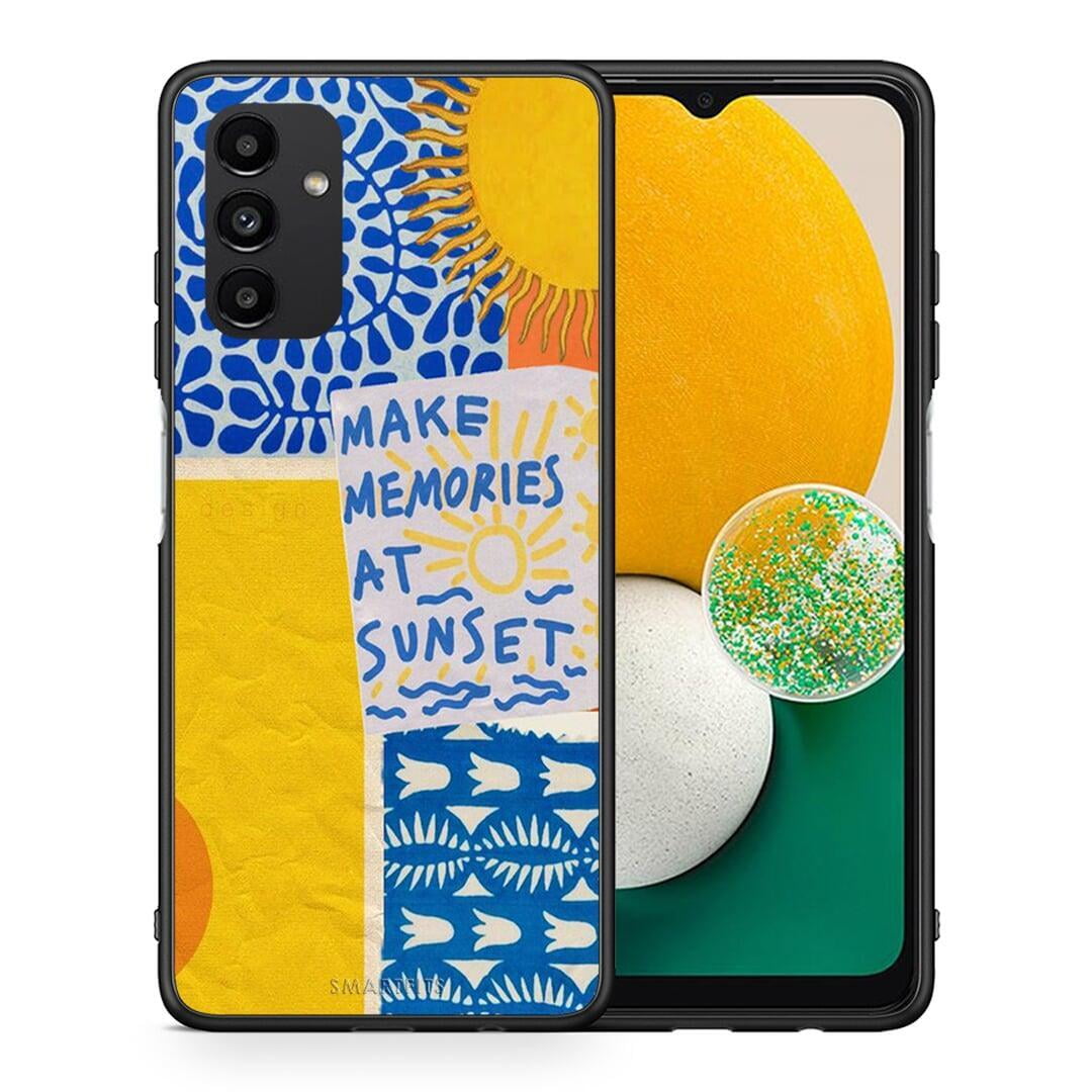 Θήκη Samsung A13 5G Sunset Memories από τη Smartfits με σχέδιο στο πίσω μέρος και μαύρο περίβλημα | Samsung A13 5G Sunset Memories case with colorful back and black bezels