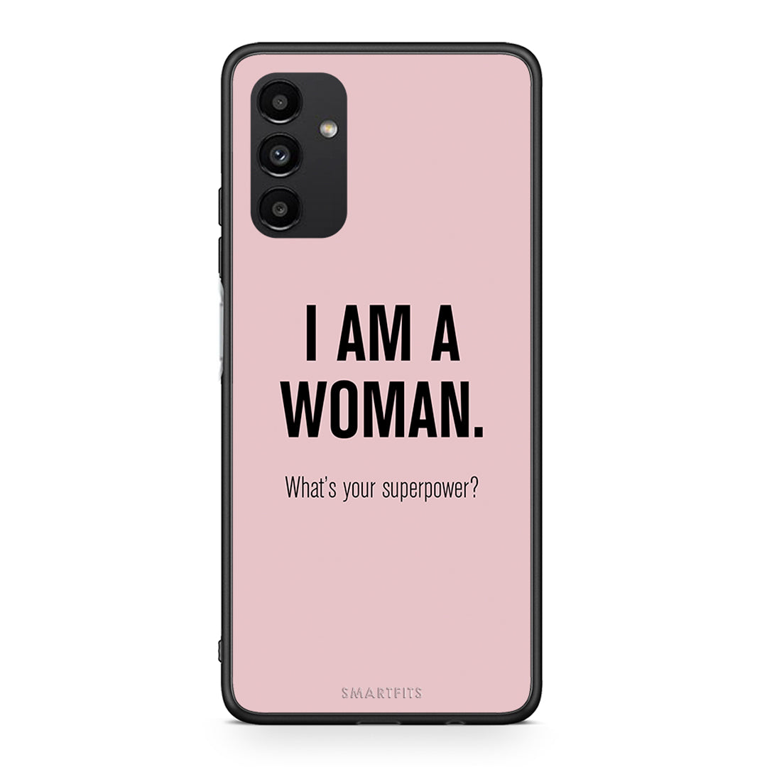 Samsung A04s Superpower Woman θήκη από τη Smartfits με σχέδιο στο πίσω μέρος και μαύρο περίβλημα | Smartphone case with colorful back and black bezels by Smartfits