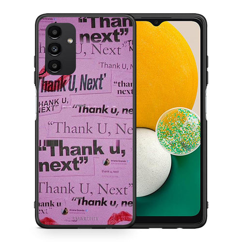 Θήκη Αγίου Βαλεντίνου Samsung A04s Thank You Next από τη Smartfits με σχέδιο στο πίσω μέρος και μαύρο περίβλημα | Samsung A04s Thank You Next case with colorful back and black bezels