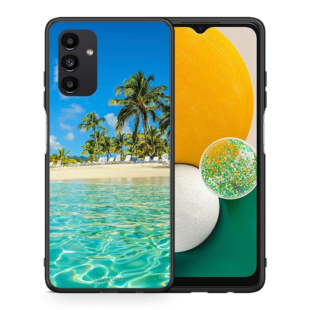 Θήκη Samsung A13 5G Tropical Vibes από τη Smartfits με σχέδιο στο πίσω μέρος και μαύρο περίβλημα | Samsung A13 5G Tropical Vibes case with colorful back and black bezels