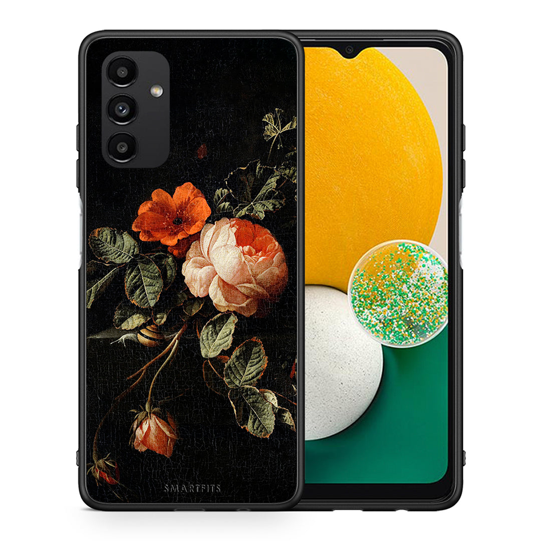 Θήκη Samsung A04s Vintage Roses από τη Smartfits με σχέδιο στο πίσω μέρος και μαύρο περίβλημα | Samsung A04s Vintage Roses case with colorful back and black bezels
