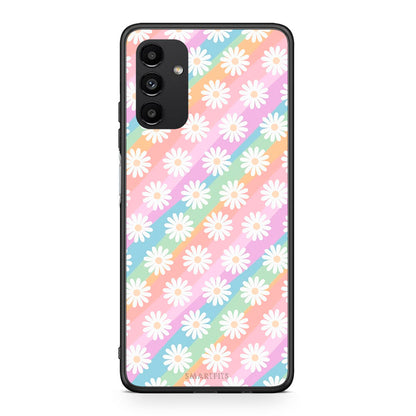 Samsung A04s White Daisies θήκη από τη Smartfits με σχέδιο στο πίσω μέρος και μαύρο περίβλημα | Smartphone case with colorful back and black bezels by Smartfits