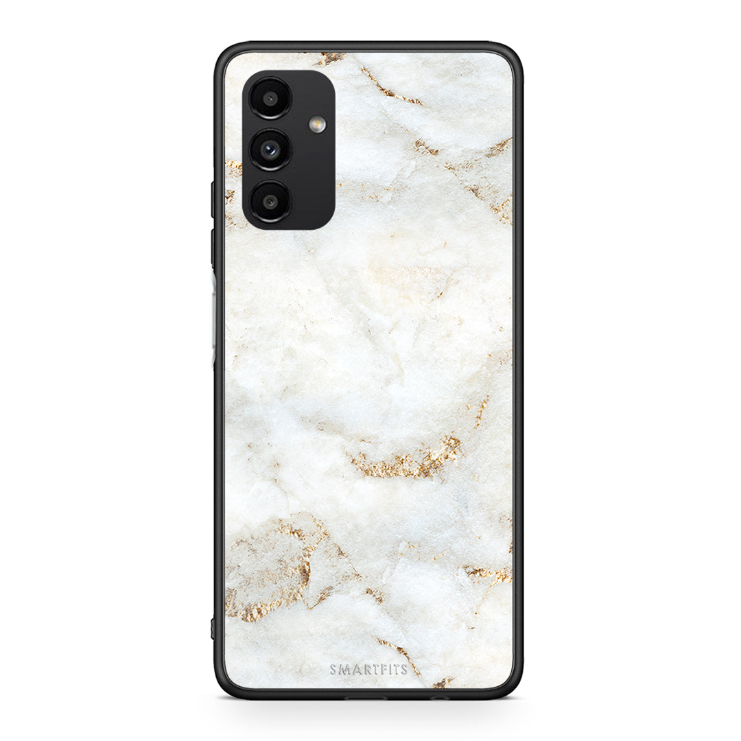 Samsung A13 5G White Gold Marble θήκη από τη Smartfits με σχέδιο στο πίσω μέρος και μαύρο περίβλημα | Smartphone case with colorful back and black bezels by Smartfits