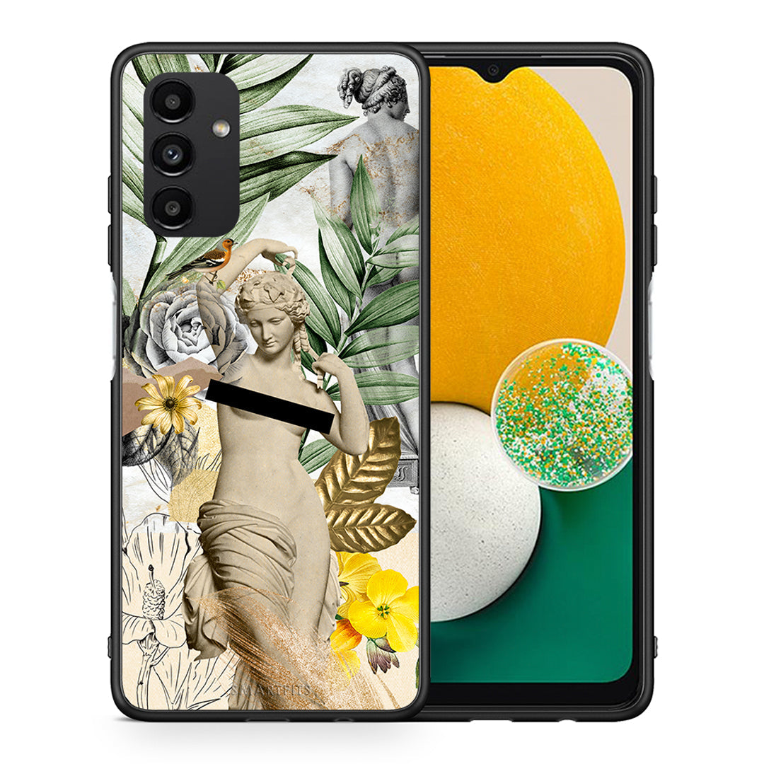 Θήκη Samsung A04s Woman Statue από τη Smartfits με σχέδιο στο πίσω μέρος και μαύρο περίβλημα | Samsung A04s Woman Statue case with colorful back and black bezels