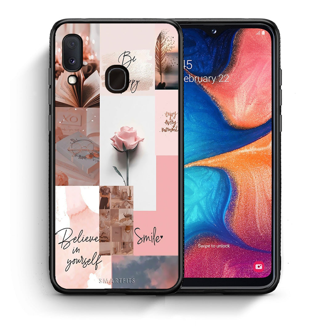 Θήκη Samsung Galaxy M20 Aesthetic Collage από τη Smartfits με σχέδιο στο πίσω μέρος και μαύρο περίβλημα | Samsung Galaxy M20 Aesthetic Collage case with colorful back and black bezels