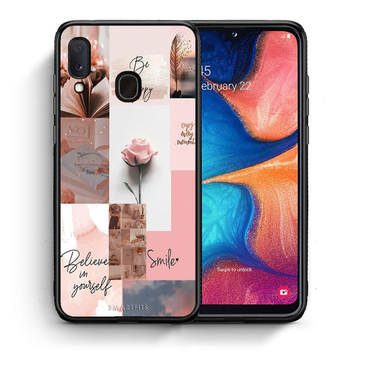 Θήκη Samsung A20e Aesthetic Collage από τη Smartfits με σχέδιο στο πίσω μέρος και μαύρο περίβλημα | Samsung A20e Aesthetic Collage case with colorful back and black bezels