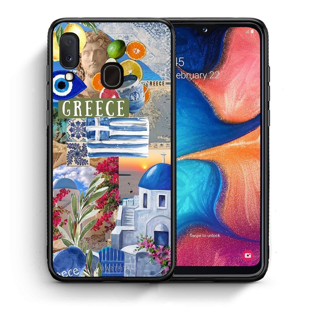 Θήκη Samsung Galaxy M20 All Greek από τη Smartfits με σχέδιο στο πίσω μέρος και μαύρο περίβλημα | Samsung Galaxy M20 All Greek case with colorful back and black bezels