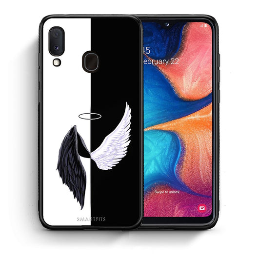 Θήκη Samsung A20e Angels Demons από τη Smartfits με σχέδιο στο πίσω μέρος και μαύρο περίβλημα | Samsung A20e Angels Demons case with colorful back and black bezels