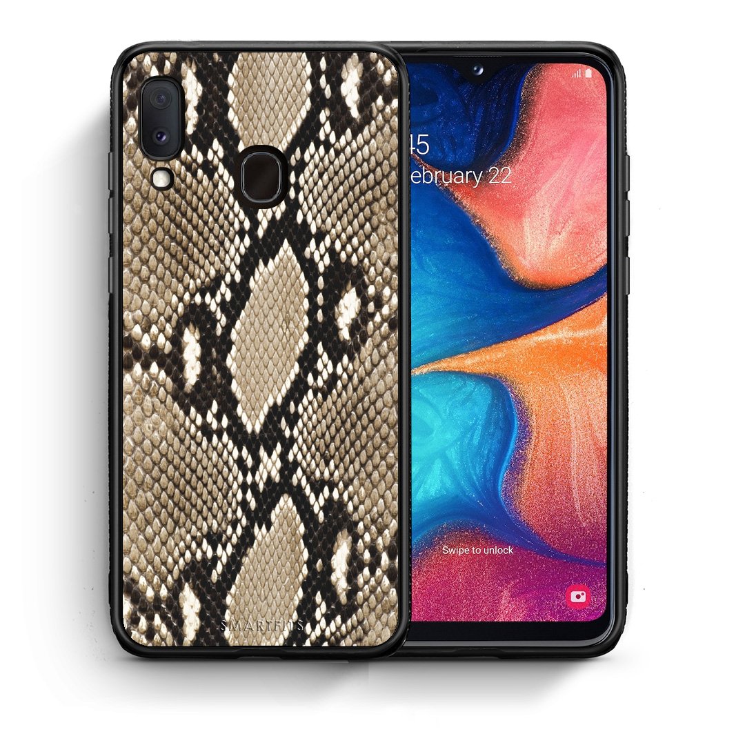 Θήκη Samsung Galaxy A30 Fashion Snake Animal από τη Smartfits με σχέδιο στο πίσω μέρος και μαύρο περίβλημα | Samsung Galaxy A30 Fashion Snake Animal case with colorful back and black bezels