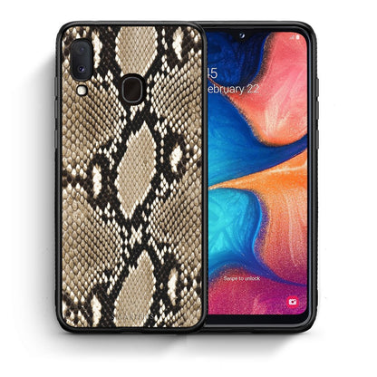 Θήκη Samsung Galaxy A30 Fashion Snake Animal από τη Smartfits με σχέδιο στο πίσω μέρος και μαύρο περίβλημα | Samsung Galaxy A30 Fashion Snake Animal case with colorful back and black bezels