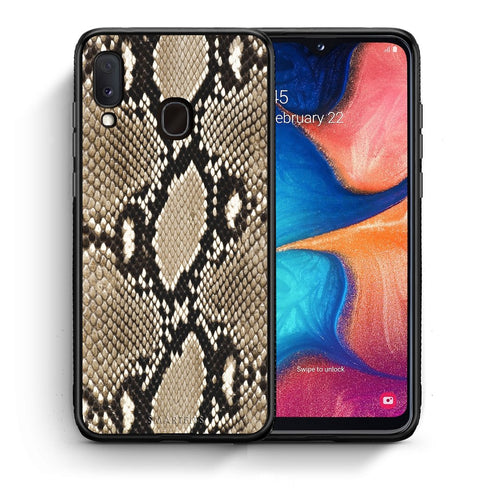 Θήκη Samsung Galaxy A30 Fashion Snake Animal από τη Smartfits με σχέδιο στο πίσω μέρος και μαύρο περίβλημα | Samsung Galaxy A30 Fashion Snake Animal case with colorful back and black bezels