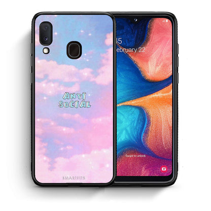 Θήκη Αγίου Βαλεντίνου Samsung A20e Anti Social από τη Smartfits με σχέδιο στο πίσω μέρος και μαύρο περίβλημα | Samsung A20e Anti Social case with colorful back and black bezels