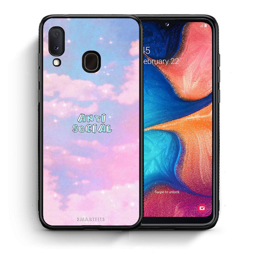 Θήκη Αγίου Βαλεντίνου Samsung A20e Anti Social από τη Smartfits με σχέδιο στο πίσω μέρος και μαύρο περίβλημα | Samsung A20e Anti Social case with colorful back and black bezels