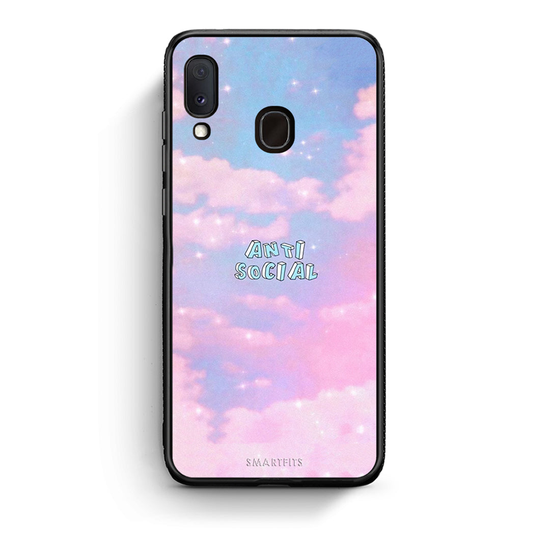 Samsung A20e Anti Social Θήκη Αγίου Βαλεντίνου από τη Smartfits με σχέδιο στο πίσω μέρος και μαύρο περίβλημα | Smartphone case with colorful back and black bezels by Smartfits
