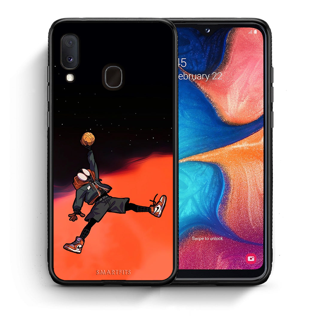Θήκη Samsung A20e Basketball Hero από τη Smartfits με σχέδιο στο πίσω μέρος και μαύρο περίβλημα | Samsung A20e Basketball Hero case with colorful back and black bezels