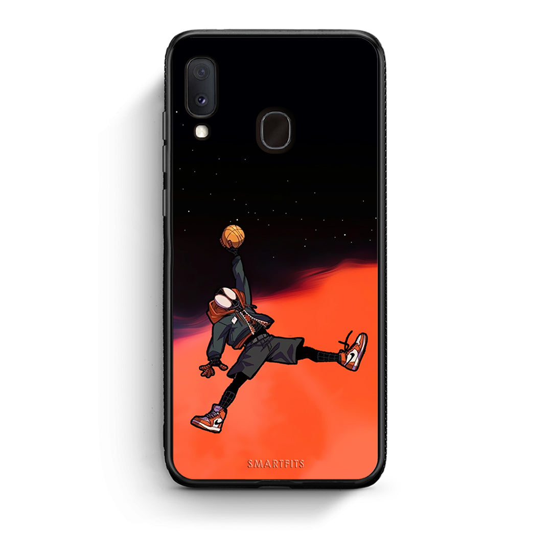 Samsung A20e Basketball Hero θήκη από τη Smartfits με σχέδιο στο πίσω μέρος και μαύρο περίβλημα | Smartphone case with colorful back and black bezels by Smartfits