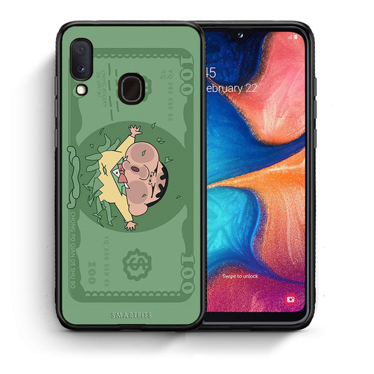 Θήκη Αγίου Βαλεντίνου Samsung Galaxy A30 Big Money από τη Smartfits με σχέδιο στο πίσω μέρος και μαύρο περίβλημα | Samsung Galaxy A30 Big Money case with colorful back and black bezels