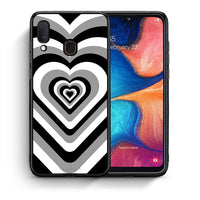 Thumbnail for Θήκη Samsung Galaxy M20 Black Hearts από τη Smartfits με σχέδιο στο πίσω μέρος και μαύρο περίβλημα | Samsung Galaxy M20 Black Hearts case with colorful back and black bezels