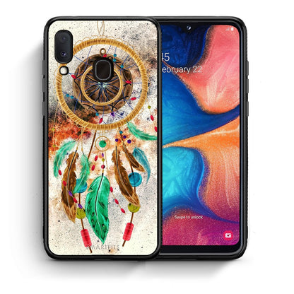 Θήκη Samsung Galaxy A30 DreamCatcher Boho από τη Smartfits με σχέδιο στο πίσω μέρος και μαύρο περίβλημα | Samsung Galaxy A30 DreamCatcher Boho case with colorful back and black bezels
