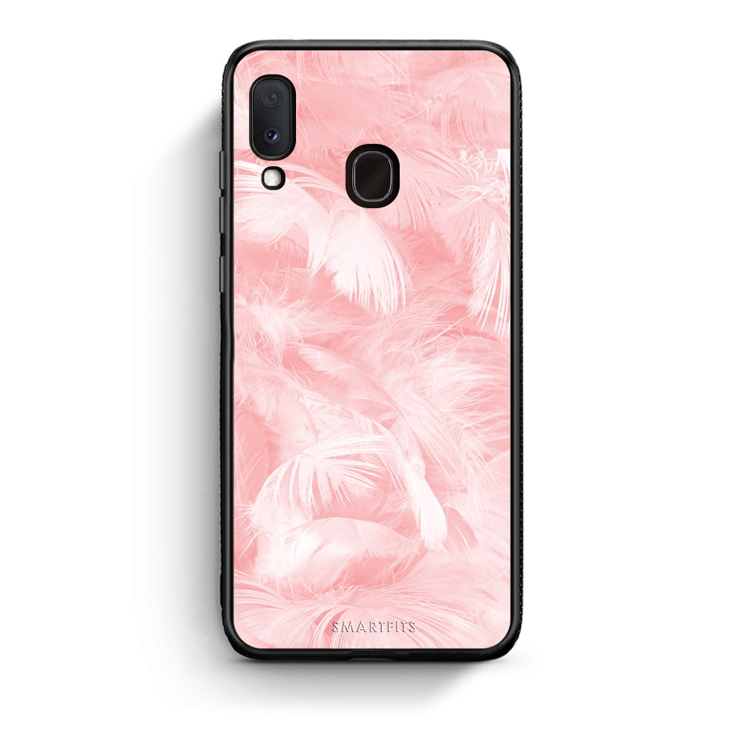 33 - Samsung Galaxy M20 Pink Feather Boho case, cover, bumper