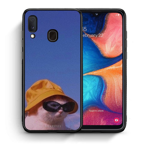 Θήκη Samsung A20e Cat Diva από τη Smartfits με σχέδιο στο πίσω μέρος και μαύρο περίβλημα | Samsung A20e Cat Diva case with colorful back and black bezels