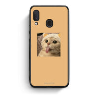 Thumbnail for Samsung A20e Cat Tongue θήκη από τη Smartfits με σχέδιο στο πίσω μέρος και μαύρο περίβλημα | Smartphone case with colorful back and black bezels by Smartfits