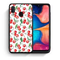 Thumbnail for Θήκη Samsung A20e Cherry Summer από τη Smartfits με σχέδιο στο πίσω μέρος και μαύρο περίβλημα | Samsung A20e Cherry Summer case with colorful back and black bezels
