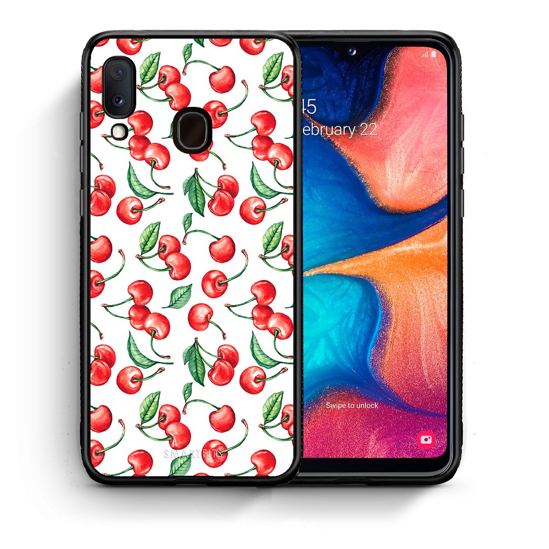 Θήκη Samsung Galaxy M20 Cherry Summer από τη Smartfits με σχέδιο στο πίσω μέρος και μαύρο περίβλημα | Samsung Galaxy M20 Cherry Summer case with colorful back and black bezels