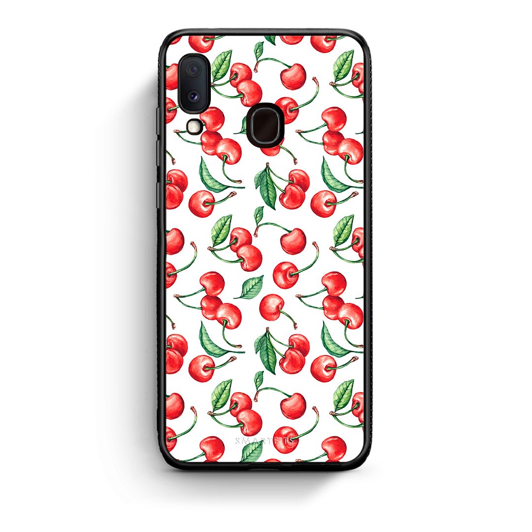 Samsung A20e Cherry Summer θήκη από τη Smartfits με σχέδιο στο πίσω μέρος και μαύρο περίβλημα | Smartphone case with colorful back and black bezels by Smartfits