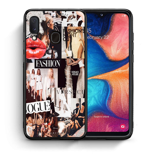 Θήκη Αγίου Βαλεντίνου Samsung Galaxy M20 Collage Fashion από τη Smartfits με σχέδιο στο πίσω μέρος και μαύρο περίβλημα | Samsung Galaxy M20 Collage Fashion case with colorful back and black bezels