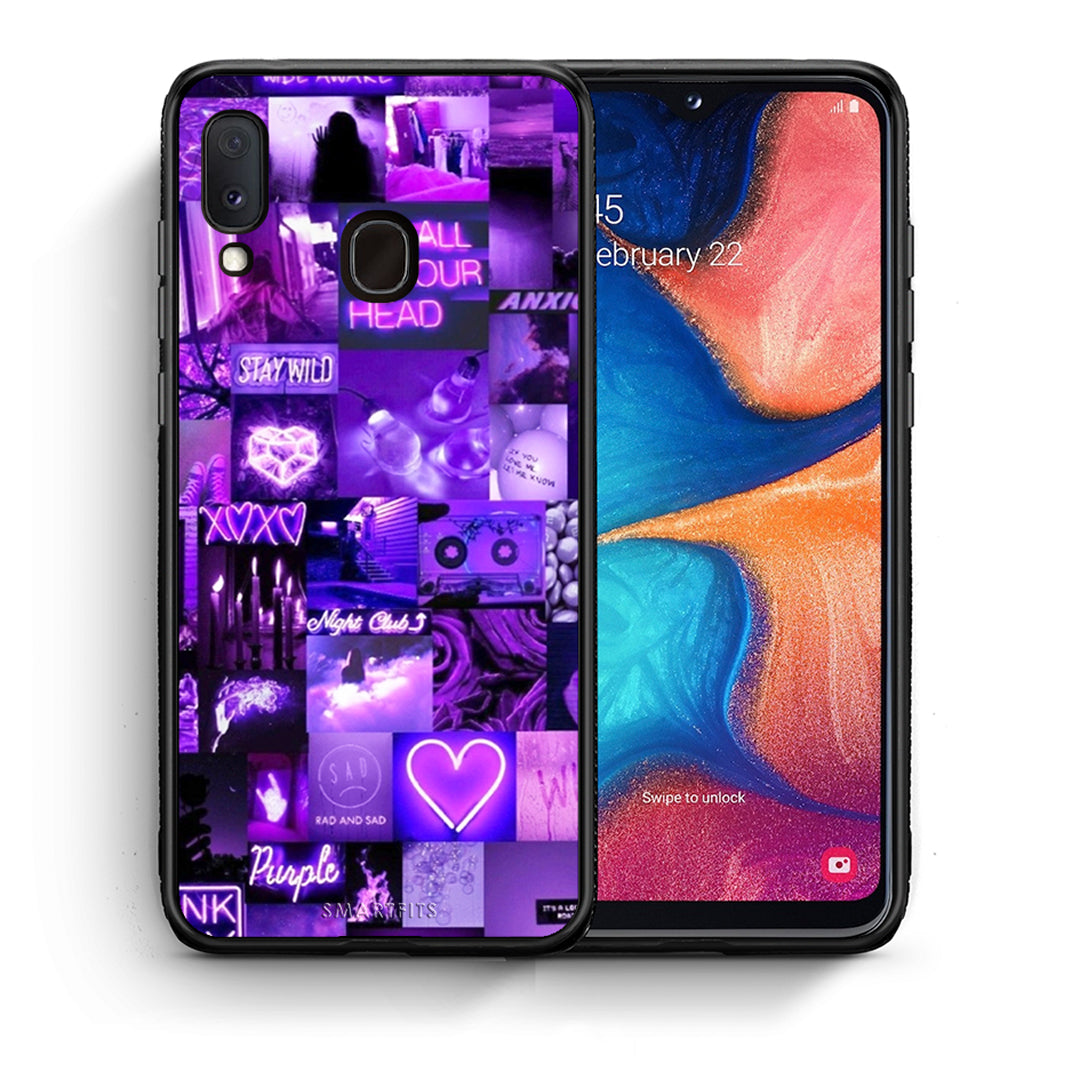 Θήκη Αγίου Βαλεντίνου Samsung Galaxy A30 Collage Stay Wild από τη Smartfits με σχέδιο στο πίσω μέρος και μαύρο περίβλημα | Samsung Galaxy A30 Collage Stay Wild case with colorful back and black bezels