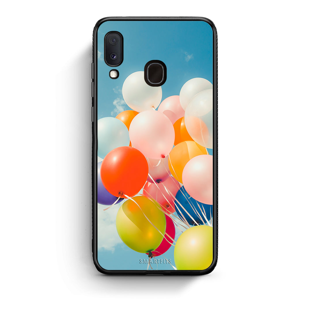 Samsung Galaxy A30 Colorful Balloons θήκη από τη Smartfits με σχέδιο στο πίσω μέρος και μαύρο περίβλημα | Smartphone case with colorful back and black bezels by Smartfits
