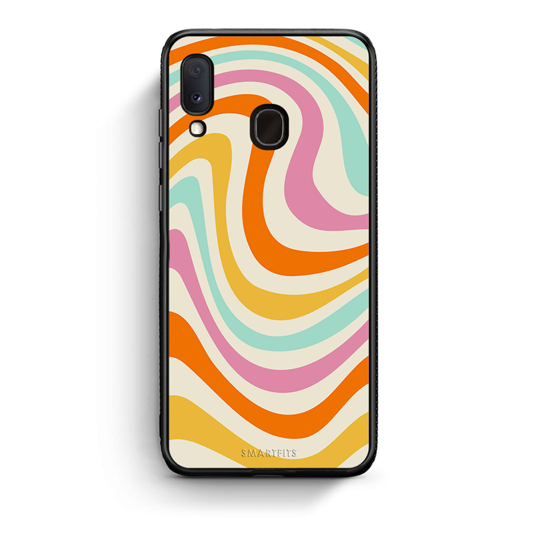 Samsung Galaxy M20 Colourful Waves θήκη από τη Smartfits με σχέδιο στο πίσω μέρος και μαύρο περίβλημα | Smartphone case with colorful back and black bezels by Smartfits