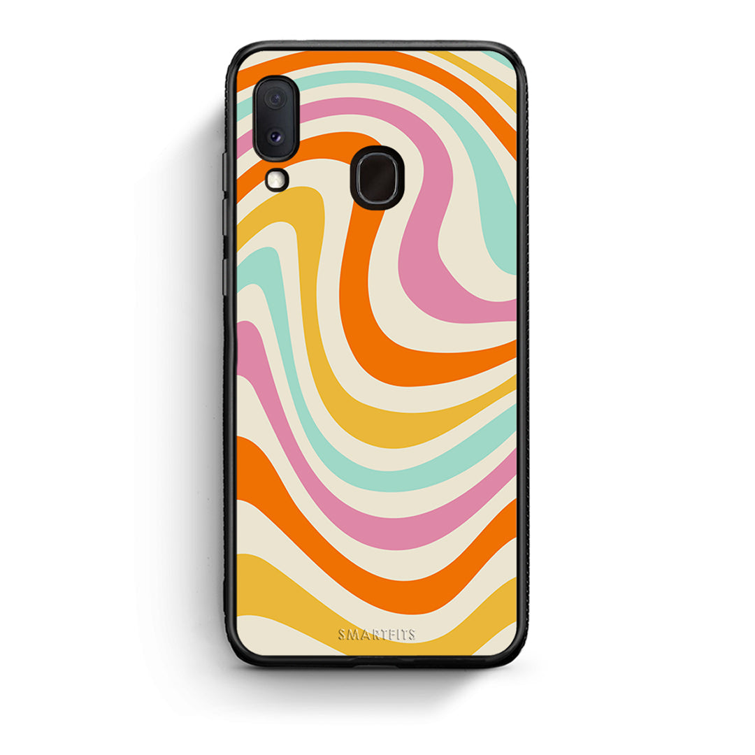 Samsung A20e Colourful Waves θήκη από τη Smartfits με σχέδιο στο πίσω μέρος και μαύρο περίβλημα | Smartphone case with colorful back and black bezels by Smartfits
