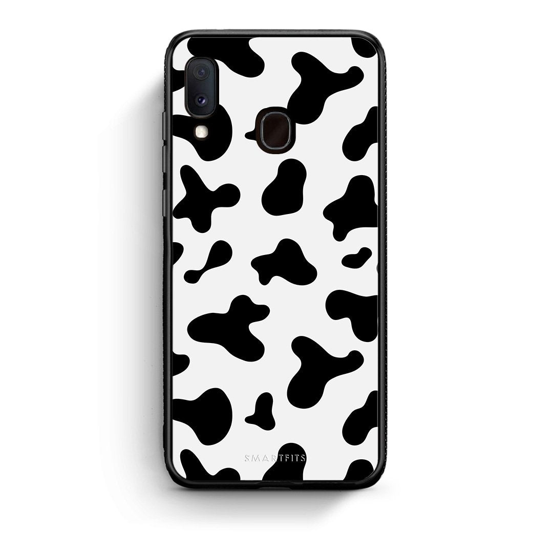 Samsung Galaxy M20 Cow Print θήκη από τη Smartfits με σχέδιο στο πίσω μέρος και μαύρο περίβλημα | Smartphone case with colorful back and black bezels by Smartfits