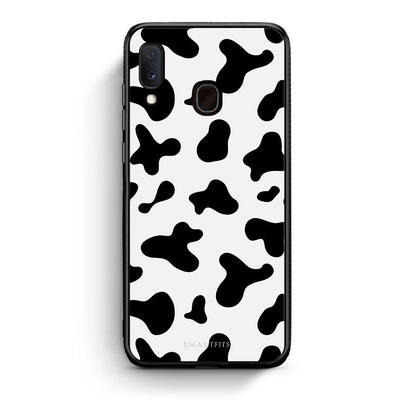 Samsung Galaxy M20 Cow Print θήκη από τη Smartfits με σχέδιο στο πίσω μέρος και μαύρο περίβλημα | Smartphone case with colorful back and black bezels by Smartfits