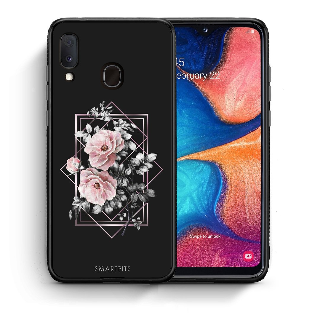 Θήκη Samsung Galaxy M20 Frame Flower από τη Smartfits με σχέδιο στο πίσω μέρος και μαύρο περίβλημα | Samsung Galaxy M20 Frame Flower case with colorful back and black bezels