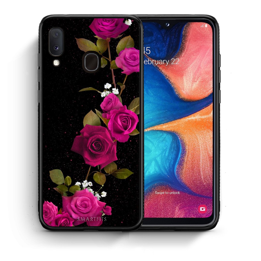Θήκη Samsung A20e Red Roses Flower από τη Smartfits με σχέδιο στο πίσω μέρος και μαύρο περίβλημα | Samsung A20e Red Roses Flower case with colorful back and black bezels