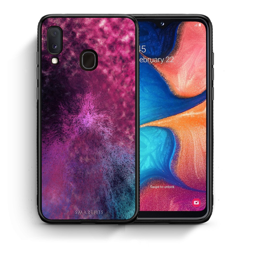 Θήκη Samsung A20e Aurora Galaxy από τη Smartfits με σχέδιο στο πίσω μέρος και μαύρο περίβλημα | Samsung A20e Aurora Galaxy case with colorful back and black bezels