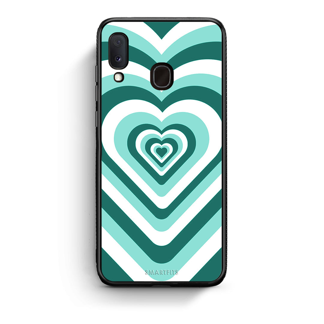 Samsung Galaxy M20 Green Hearts θήκη από τη Smartfits με σχέδιο στο πίσω μέρος και μαύρο περίβλημα | Smartphone case with colorful back and black bezels by Smartfits