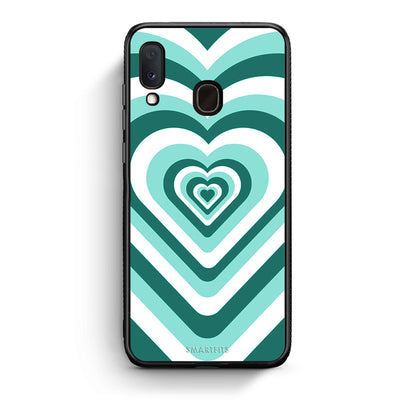 Samsung Galaxy A30 Green Hearts θήκη από τη Smartfits με σχέδιο στο πίσω μέρος και μαύρο περίβλημα | Smartphone case with colorful back and black bezels by Smartfits