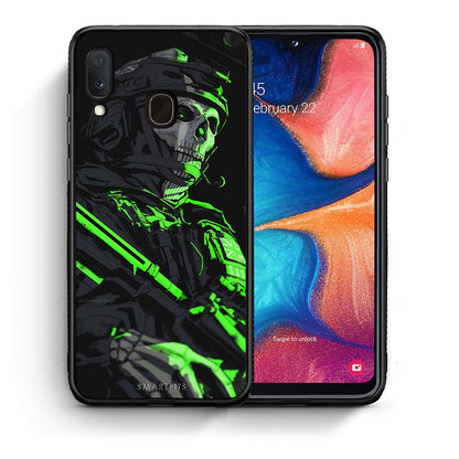 Θήκη Αγίου Βαλεντίνου Samsung Galaxy A30 Green Soldier από τη Smartfits με σχέδιο στο πίσω μέρος και μαύρο περίβλημα | Samsung Galaxy A30 Green Soldier case with colorful back and black bezels