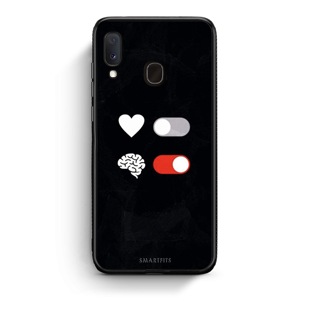 Samsung A20e Heart Vs Brain Θήκη Αγίου Βαλεντίνου από τη Smartfits με σχέδιο στο πίσω μέρος και μαύρο περίβλημα | Smartphone case with colorful back and black bezels by Smartfits