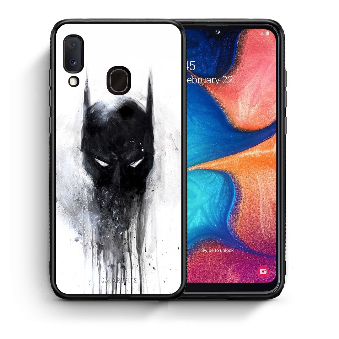 Θήκη Samsung A20e Paint Bat Hero από τη Smartfits με σχέδιο στο πίσω μέρος και μαύρο περίβλημα | Samsung A20e Paint Bat Hero case with colorful back and black bezels