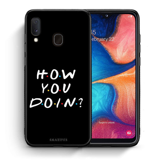 Θήκη Samsung Galaxy M20 How You Doin από τη Smartfits με σχέδιο στο πίσω μέρος και μαύρο περίβλημα | Samsung Galaxy M20 How You Doin case with colorful back and black bezels