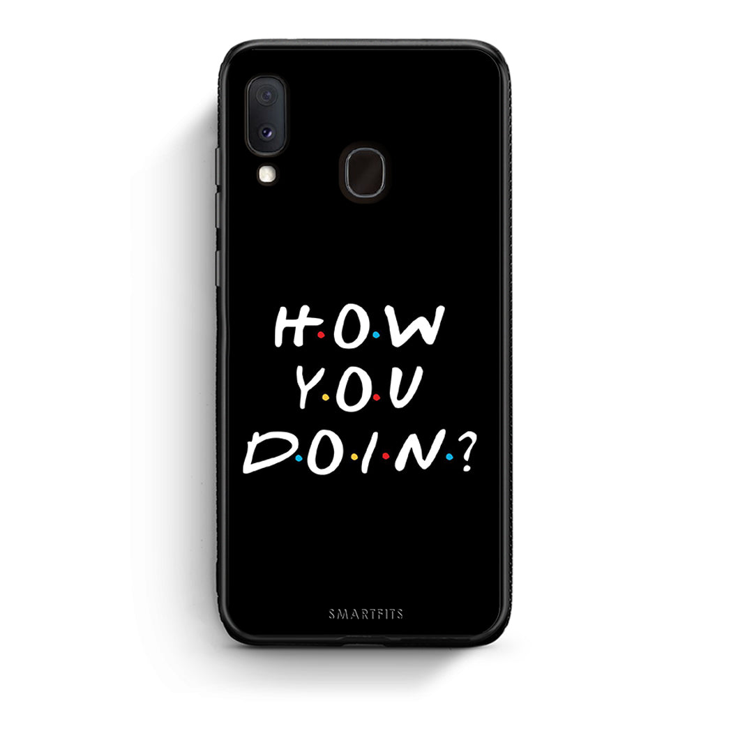 Samsung A20e How You Doin θήκη από τη Smartfits με σχέδιο στο πίσω μέρος και μαύρο περίβλημα | Smartphone case with colorful back and black bezels by Smartfits