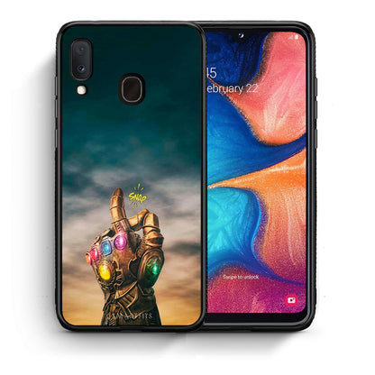 Θήκη Samsung A20e Infinity Snap από τη Smartfits με σχέδιο στο πίσω μέρος και μαύρο περίβλημα | Samsung A20e Infinity Snap case with colorful back and black bezels